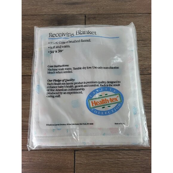 NOS Health Tex Layette Collection Receiving Blanket Cotton Bootie Design - Picture 2 of 2